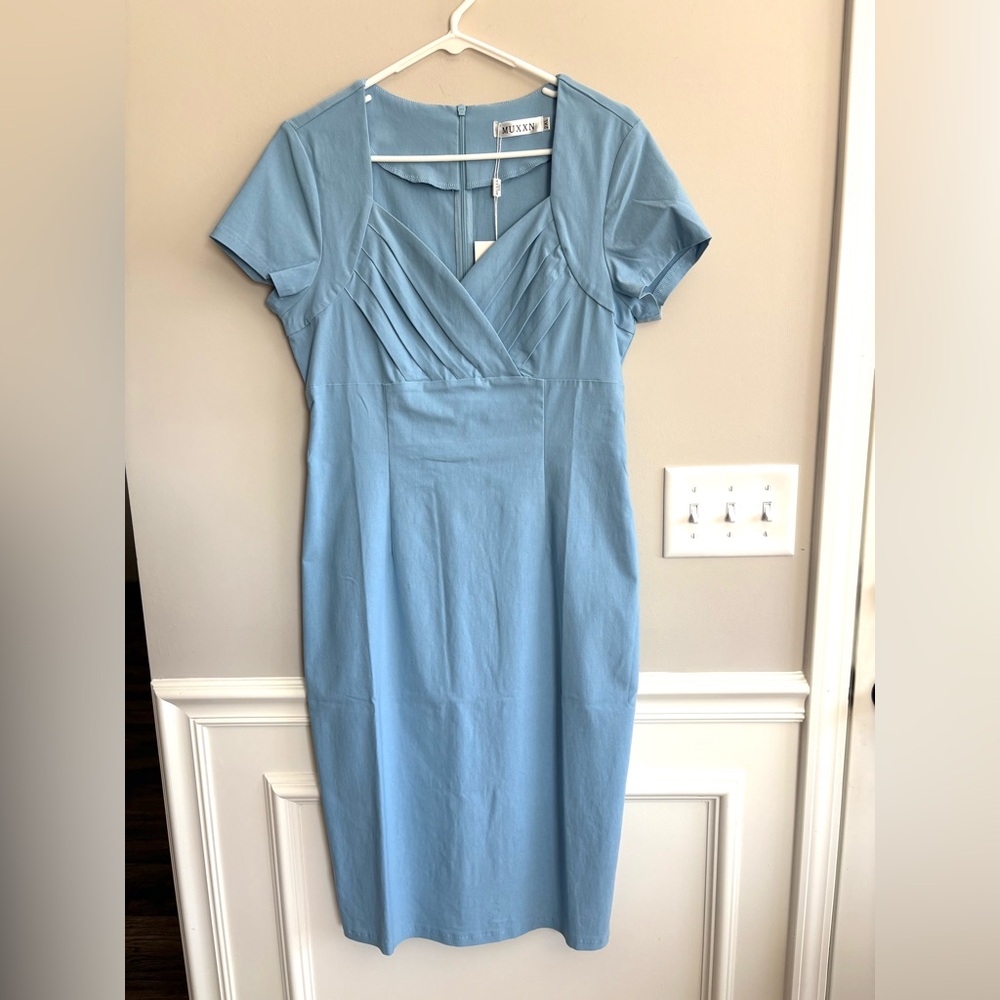 MUXXN Vintage Short sleeve Bodycon form fitting Midi Pencil Dress Size XXL